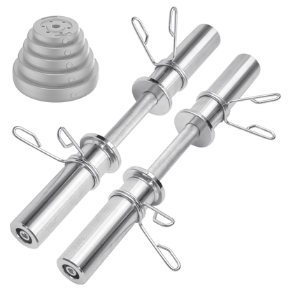Olympic Barbell Bar 50cm Heavy Duty Dumbbell Handles Pair of Steel 100kg Weight Capacity with Spring Collars V985-OLYMPICBARBELL
