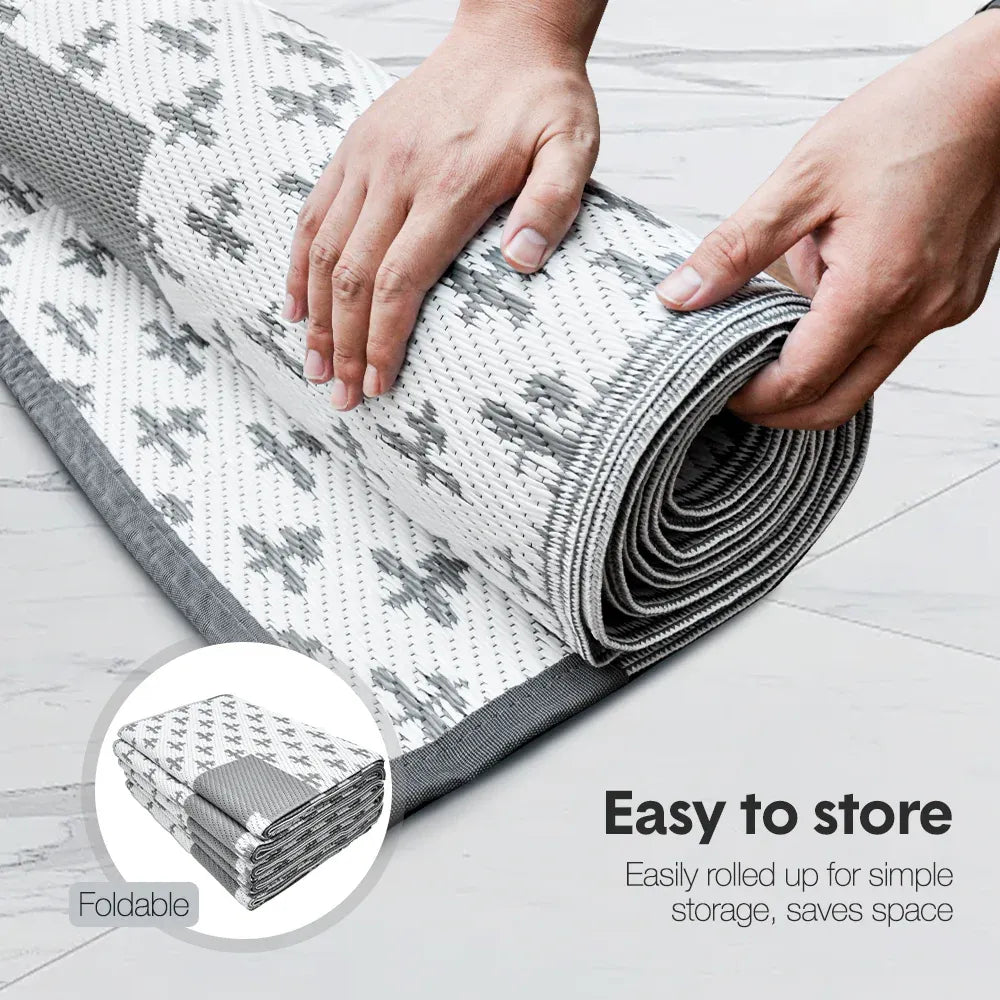 Large Outdoor Rug 275x365cm Weatherproof Plastic Weave Mat Washable Outside Solid Carpet Easy Care for Patio V985-OUTDOORRUG