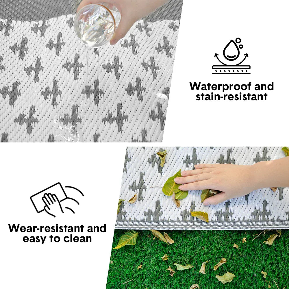 Large Outdoor Rug 275x365cm Weatherproof Plastic Weave Mat Washable Outside Solid Carpet Easy Care for Patio V985-OUTDOORRUG