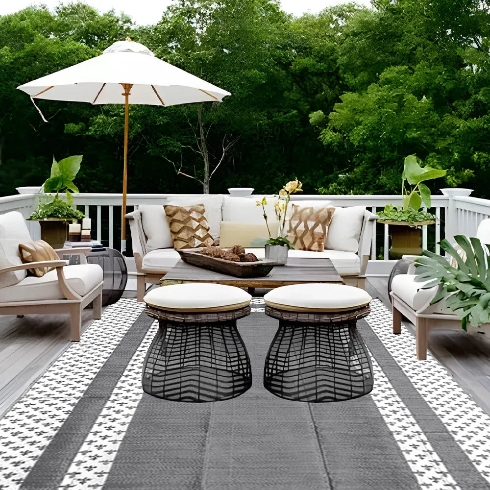 Large Outdoor Rug 275x365cm Weatherproof Plastic Weave Mat Washable Outside Solid Carpet Easy Care for Patio V985-OUTDOORRUG