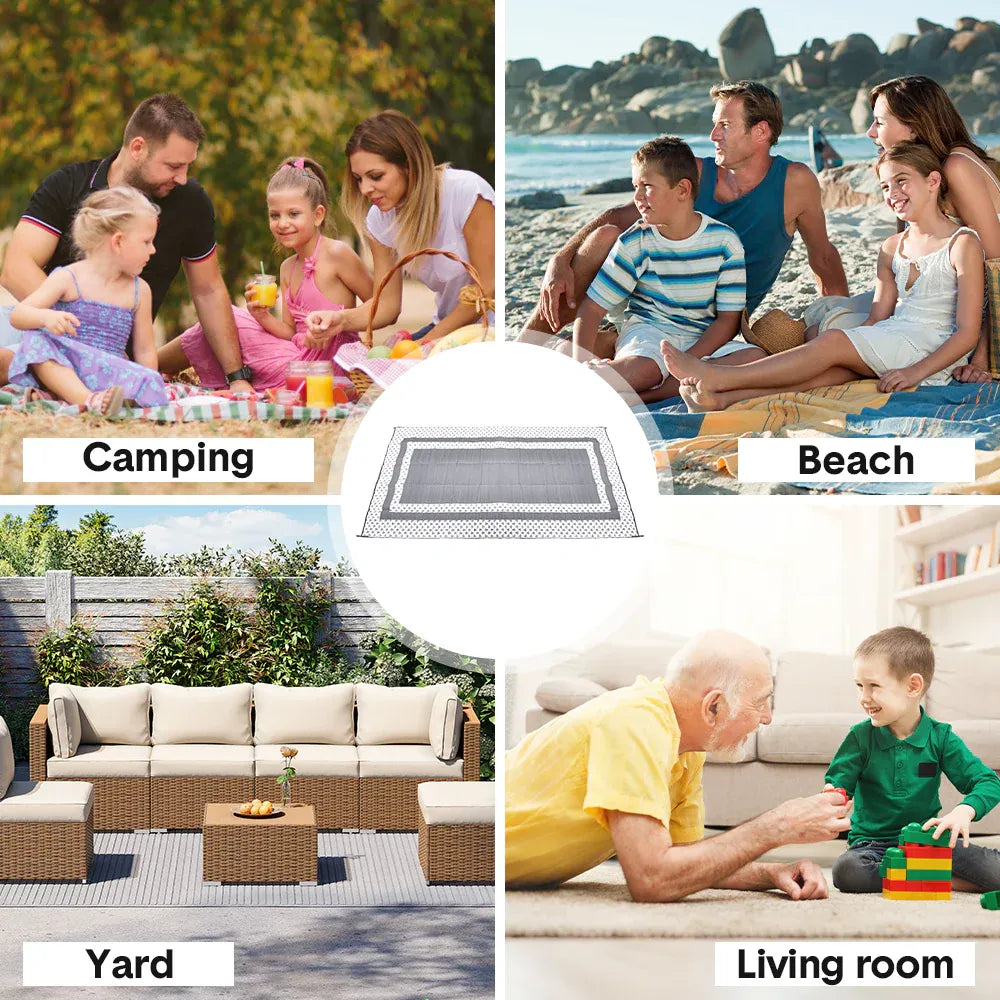 Large Outdoor Rug 275x365cm Weatherproof Plastic Weave Mat Washable Outside Solid Carpet Easy Care for Patio V985-OUTDOORRUG