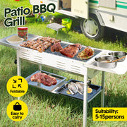 Portable Large Barbecue Charcoal Grill Stove Foldable Kebab Stainless Steel BBQ Grill With 2 Grill Nets 2 V985-PATIOBBQGRILL
