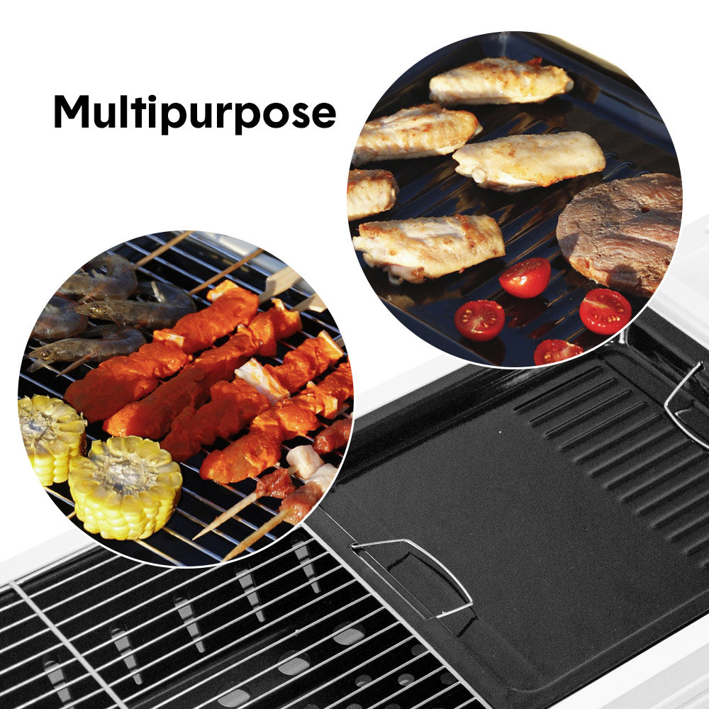 Portable Large Barbecue Charcoal Grill Stove Foldable Kebab Stainless Steel BBQ Grill With 2 Grill Nets 2 V985-PATIOBBQGRILL