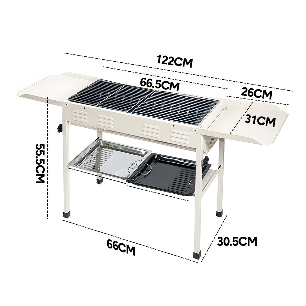 Portable Large Barbecue Charcoal Grill Stove Foldable Kebab Stainless Steel BBQ Grill With 2 Grill Nets 2 V985-PATIOBBQGRILL