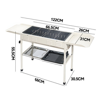 Portable Large Barbecue Charcoal Grill Stove Foldable Kebab Stainless Steel BBQ Grill With 2 Grill Nets 2 V985-PATIOBBQGRILL