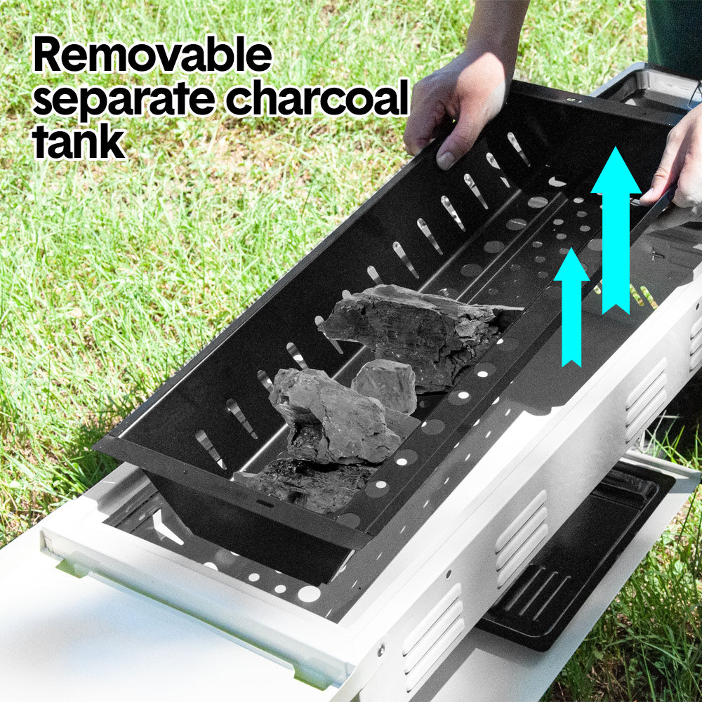 Portable Large Barbecue Charcoal Grill Stove Foldable Kebab Stainless Steel BBQ Grill With 2 Grill Nets 2 V985-PATIOBBQGRILL
