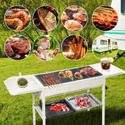 Portable Large Barbecue Charcoal Grill Stove Foldable Kebab Stainless Steel BBQ Grill With 2 Grill Nets 2 V985-PATIOBBQGRILL