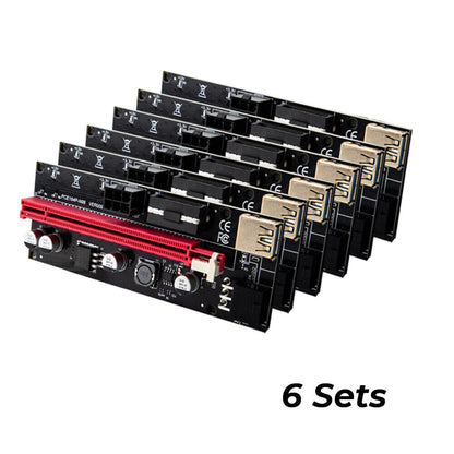 PCIe 1X-16X Riser Extender Kit for Aussie Crypto Miners Gold-Plated Zero Signal Loss 6-Pack Mining Rig with V985-PCIERISERCARD6