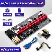 PCIe 1X-16X Riser Extender Kit for Aussie Crypto Miners Gold-Plated Zero Signal Loss 6-Pack Mining Rig with V985-PCIERISERCARD6