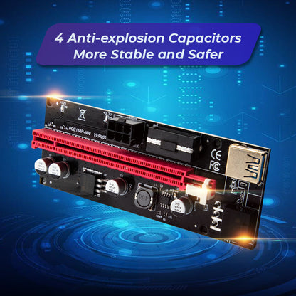 PCIe 1X-16X Riser Extender Kit for Aussie Crypto Miners Gold-Plated Zero Signal Loss 6-Pack Mining Rig with V985-PCIERISERCARD6