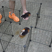 Pet Playpen Foldable Metal Pet Cage Enclosure Puppy Fence 16 Panels with Connection Clips for Small Animal V985-PETYARDFENCE