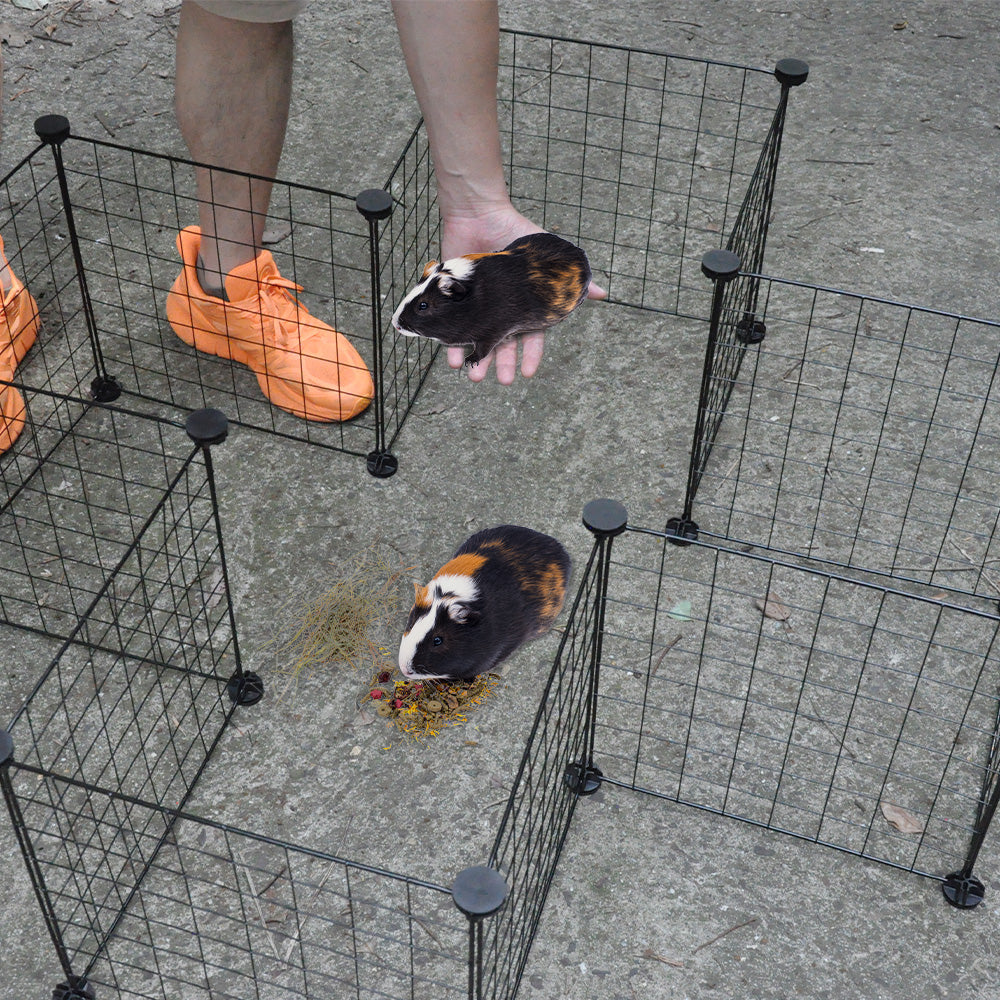 Pet Playpen Foldable Metal Pet Cage Enclosure Puppy Fence 16 Panels with Connection Clips for Small Animal V985-PETYARDFENCE