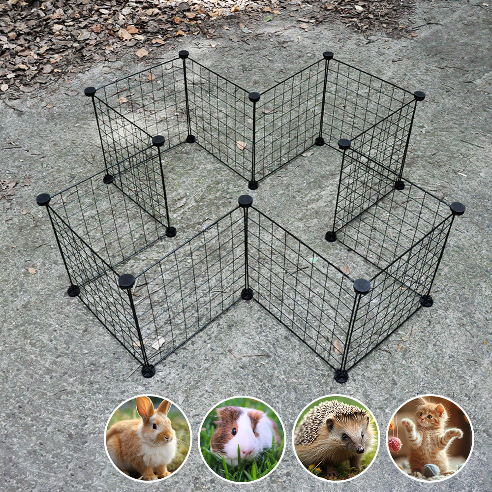Pet Playpen Foldable Metal Pet Cage Enclosure Puppy Fence 16 Panels with Connection Clips for Small Animal V985-PETYARDFENCE