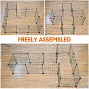 Pet Playpen Foldable Metal Pet Cage Enclosure Puppy Fence 16 Panels with Connection Clips for Small Animal V985-PETYARDFENCE