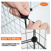 Pet Playpen Foldable Metal Pet Cage Enclosure Puppy Fence 16 Panels with Connection Clips for Small Animal V985-PETYARDFENCE