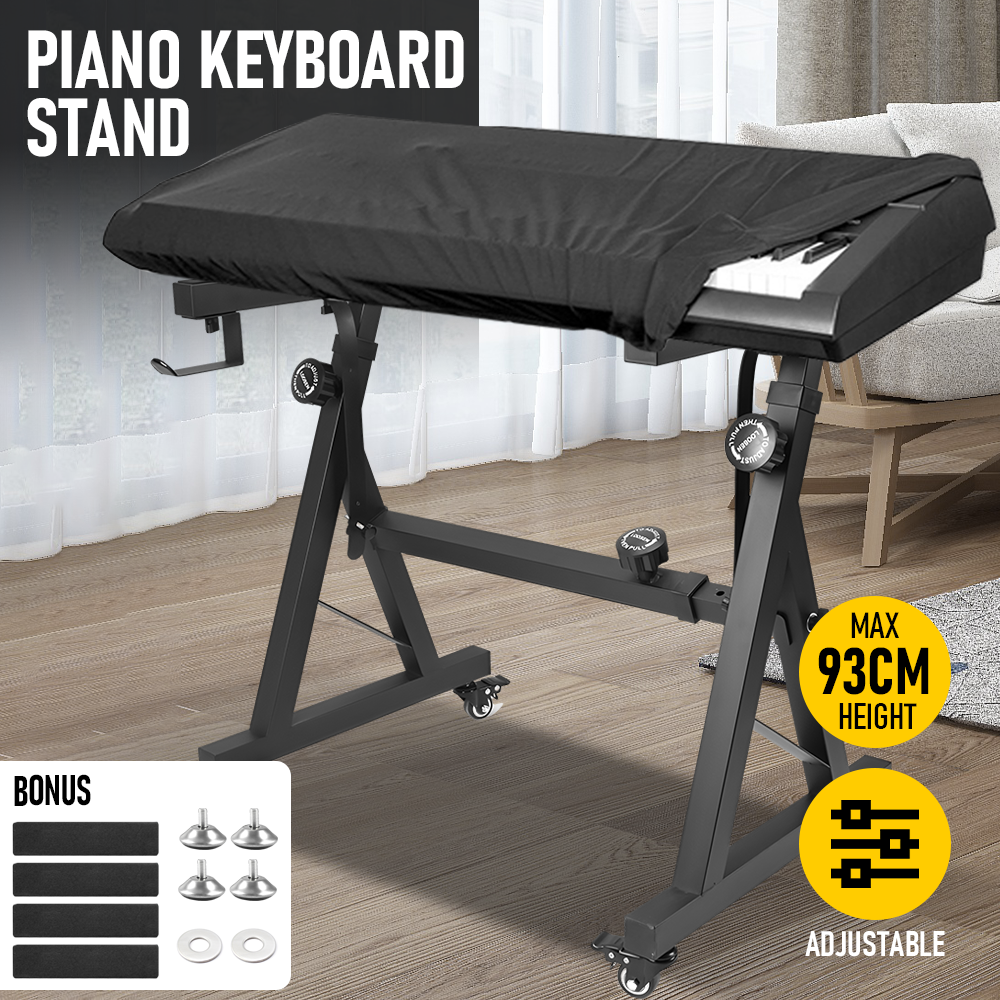 Portable Piano Keyboard Z Stand Heavy-Duty with Wheels Foldable Up to 93CM Heigh V985-PIANOKEYBOARDSTAND