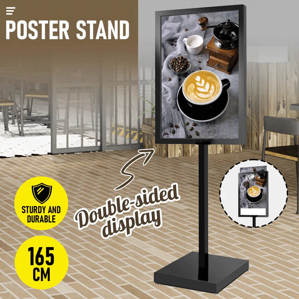 A1 Double Sided Sign Poster Sign Floor Frame Poster Stand Advertising Display Stand for Store Mall Shopping Guide Wedding Meeting Office Metal Black