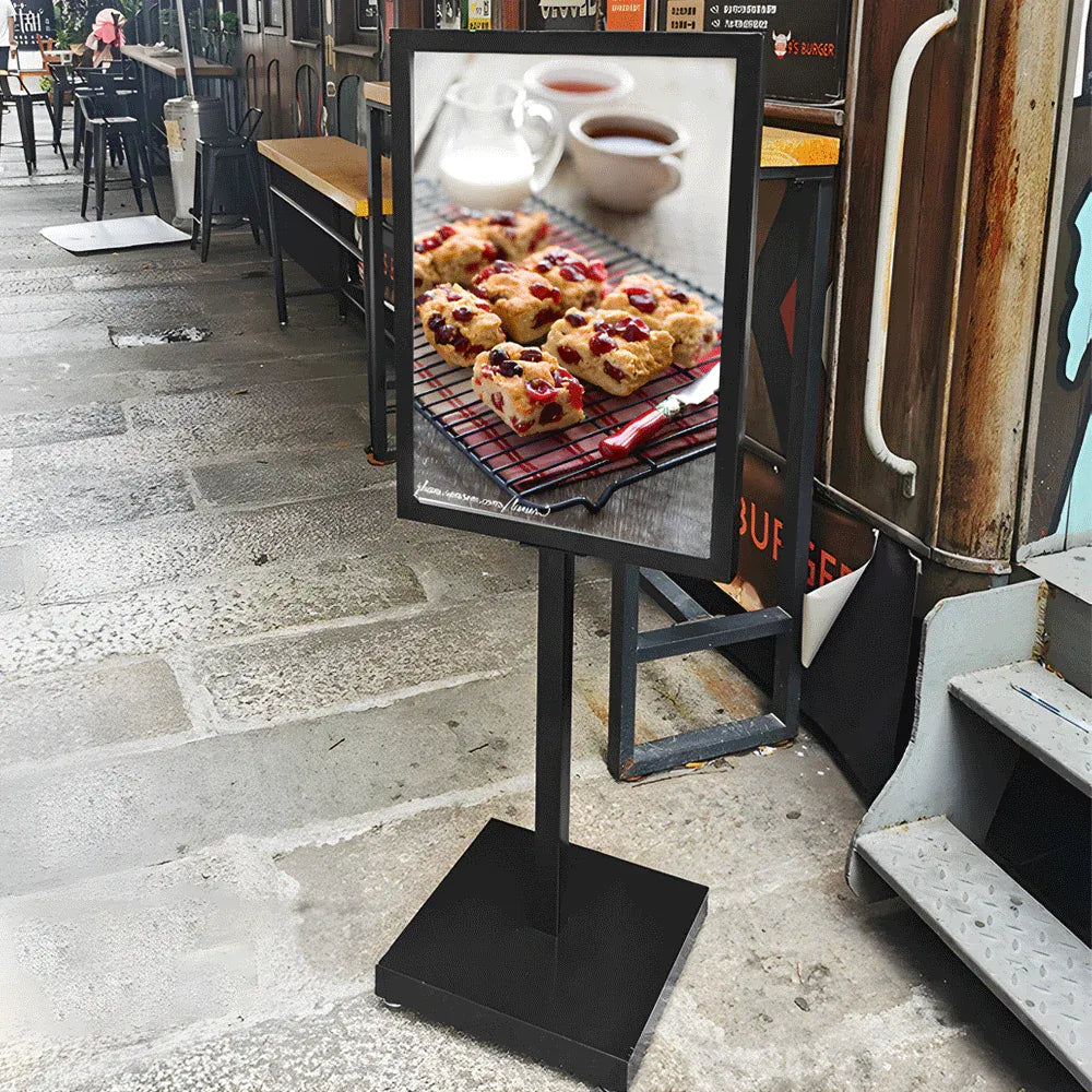 A1 Double Sided Sign Poster Sign Floor Frame Poster Stand Advertising Display Stand for Store Mall Shopping Guide Wedding Meeting Office Metal Black