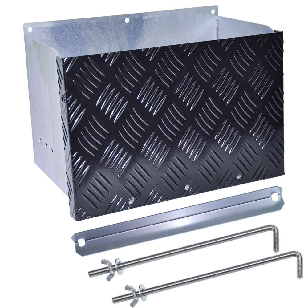 Battery Box Set Sturdy Galvanized Trailer Caravan Boat Spare Part with Lid and Hole for Secure Suits battery V985-POWERBOX