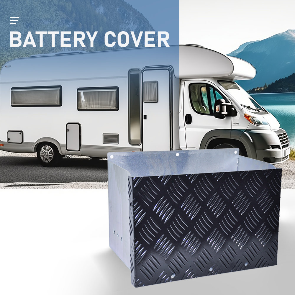 Battery Box Set Sturdy Galvanized Trailer Caravan Boat Spare Part with Lid and Hole for Secure Suits battery V985-POWERBOX