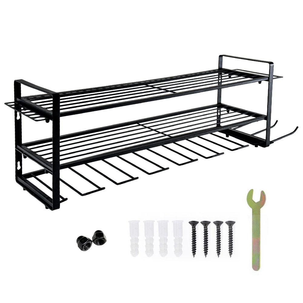 Power Tool Organizer Wall Mount 7 Drill Holder 3 Layer Heavy Duty Metal for Drill Plier Hammer Rack Suitable V985-POWERTOOLORGANIZER
