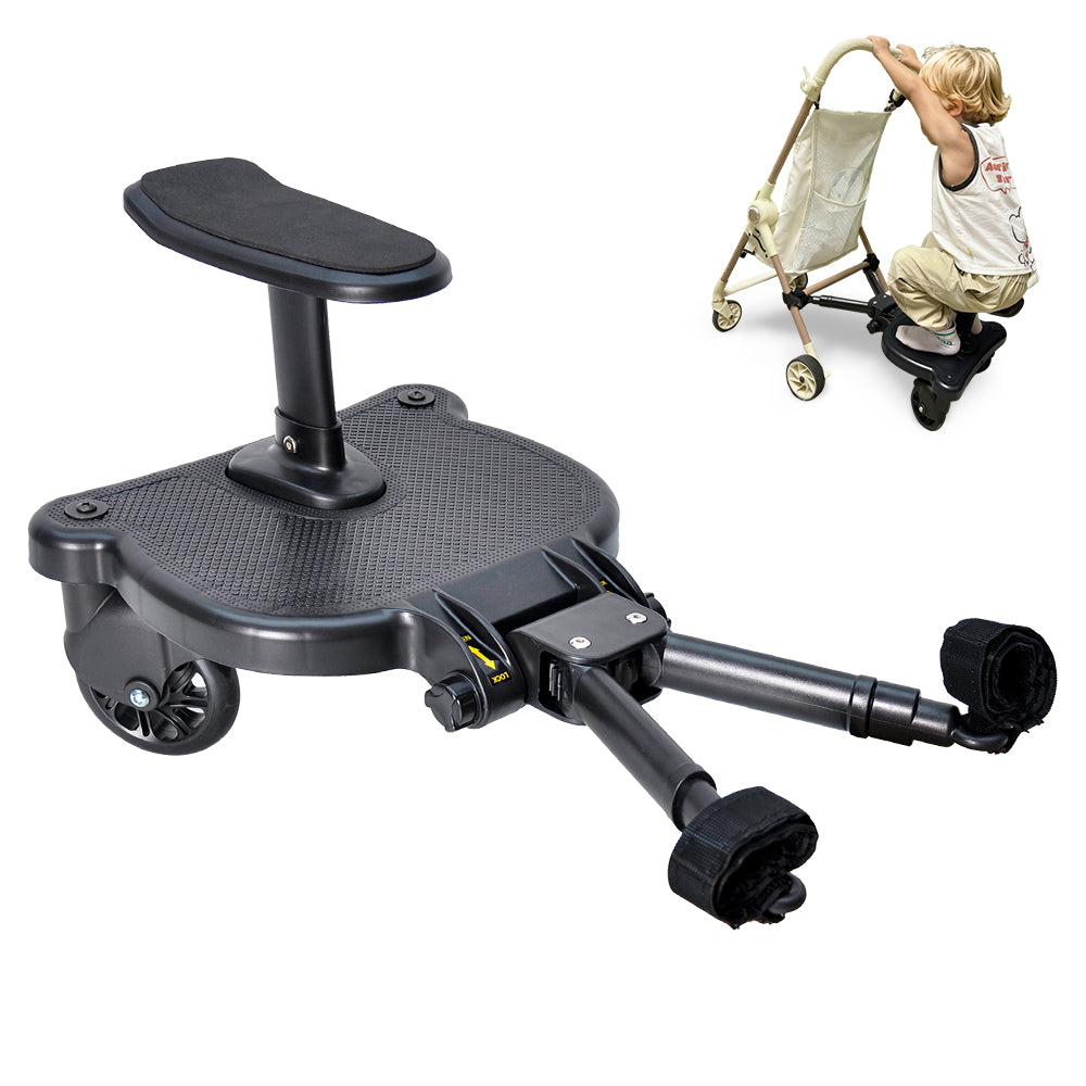 Universal Pram Board Seat and Stand Up Adjustable Buggy Board Pushchair with Bear Pattern Removable Seat Fits V985-PRAMBOARD