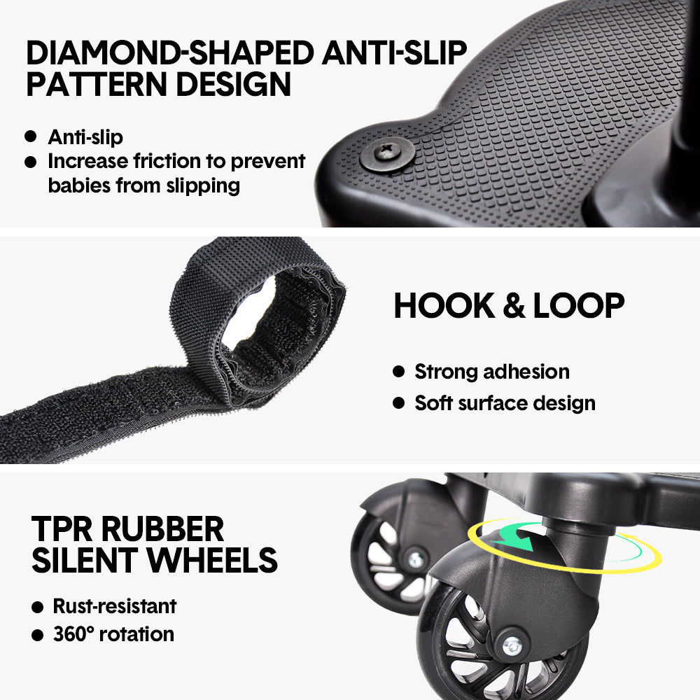 Universal Pram Board Seat and Stand Up Adjustable Buggy Board Pushchair with Bear Pattern Removable Seat Fits V985-PRAMBOARD