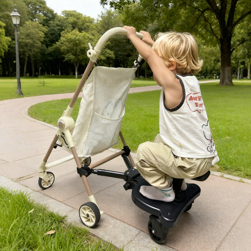 Universal Pram Board Seat and Stand Up Adjustable Buggy Board Pushchair with Bear Pattern Removable Seat Fits V985-PRAMBOARD