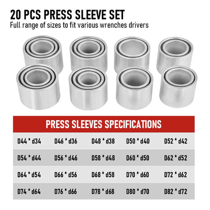 30 PCS Pull and Press Sleeve Kit 45# Steel Removal Installation Bushes Bearings Tool Kit Bush Removal Insertion Works on Most Cars and LCV HGV Engines