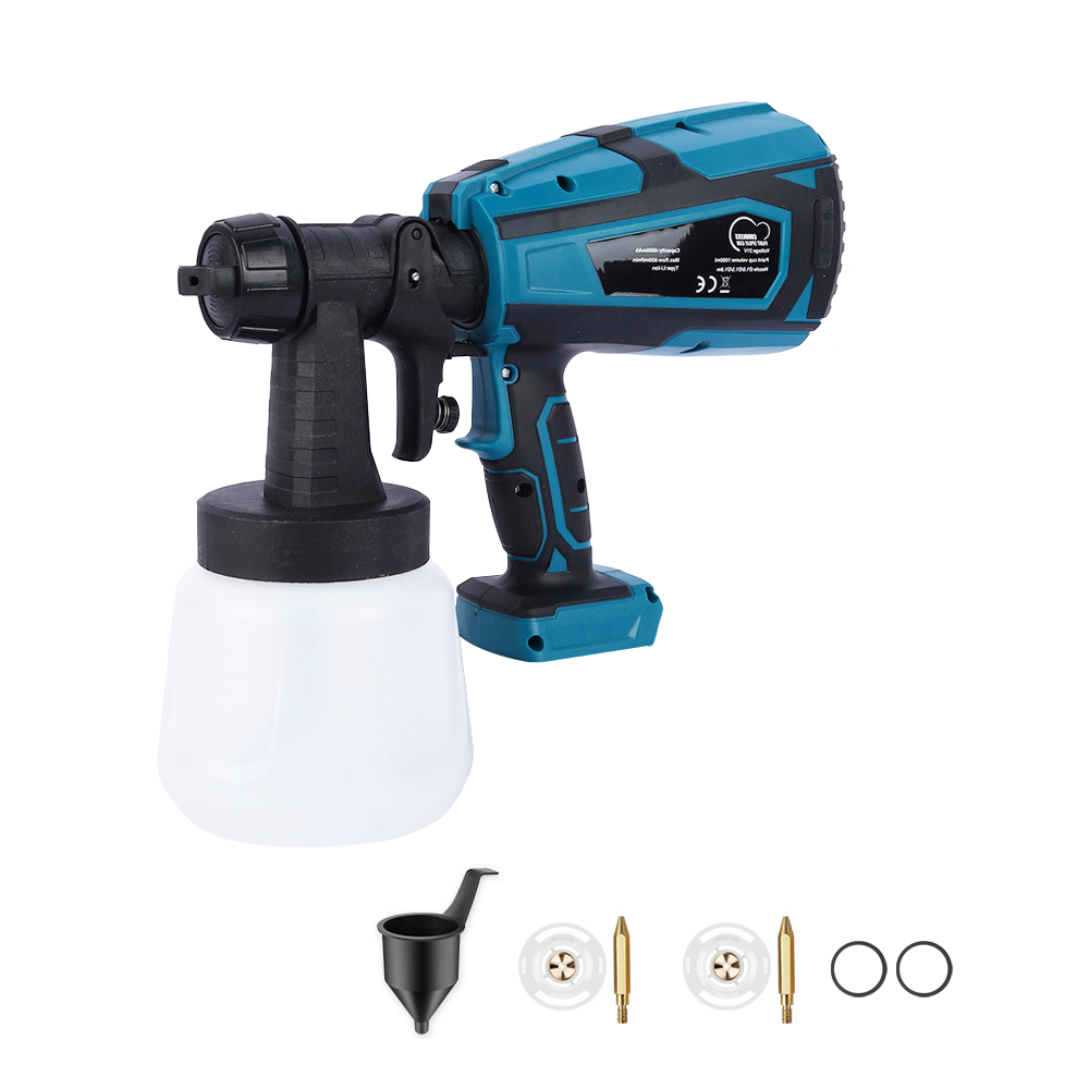 1400ml Cordless High Pressure Spray Gun Flow Adjustable Spray Gun Paint Sprayer Home Interior Exterior With 2 V985-PRESSURESPRAYGUN