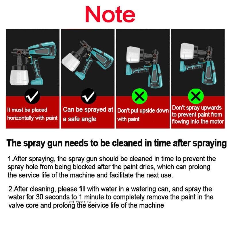 1400ml Cordless High Pressure Spray Gun Flow Adjustable Spray Gun Paint Sprayer Home Interior Exterior With 2 V985-PRESSURESPRAYGUN