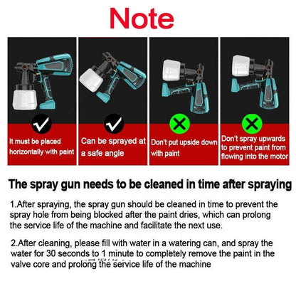 1400ml Cordless High Pressure Spray Gun Flow Adjustable Spray Gun Paint Sprayer Home Interior Exterior With 2 V985-PRESSURESPRAYGUN