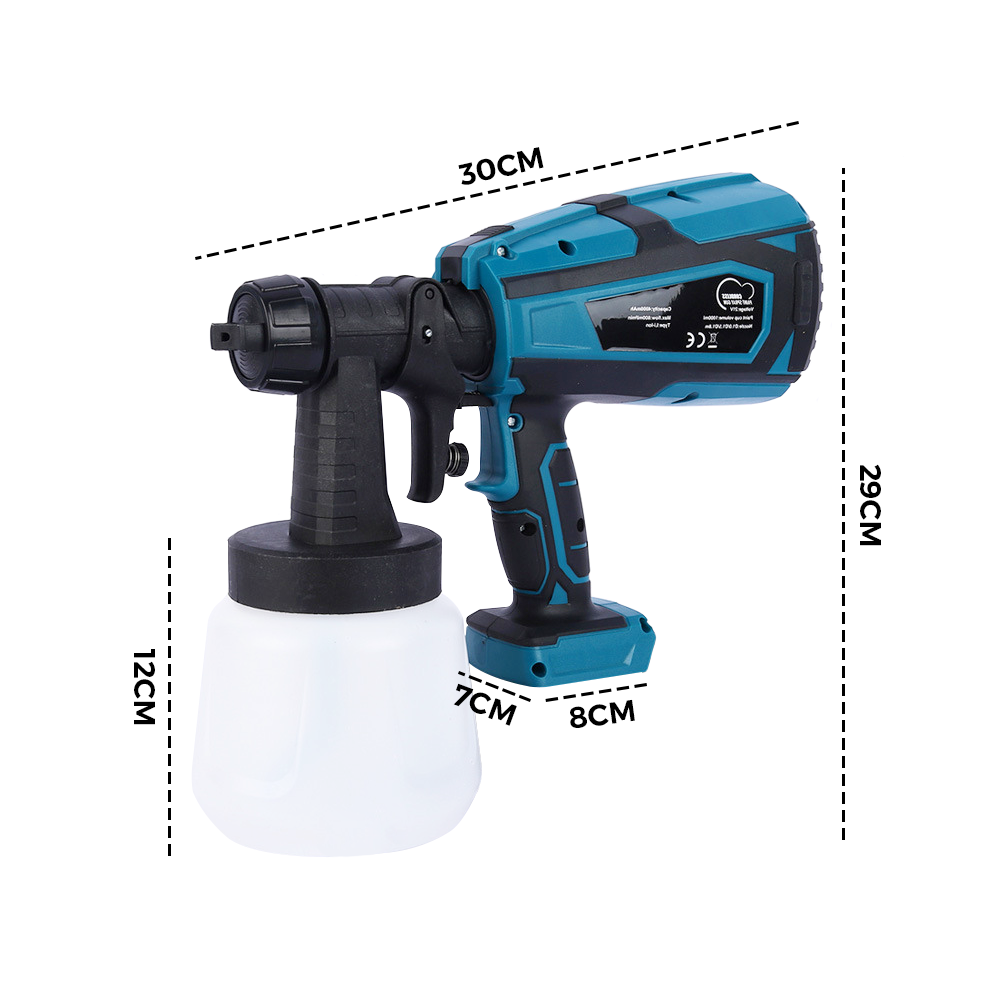 1400ml Cordless High Pressure Spray Gun Flow Adjustable Spray Gun Paint Sprayer Home Interior Exterior With 2 V985-PRESSURESPRAYGUN