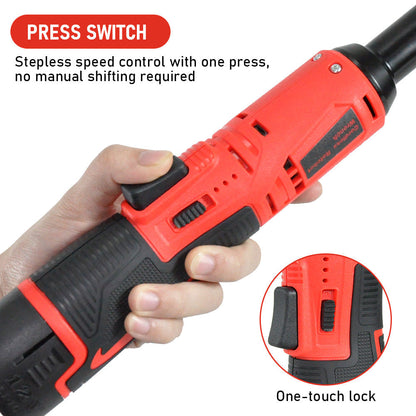 Cordless Electric Ratchet Wrench Set 12V Power Electric Ratchet Wrench 3/8inch 400 RPM Variable Speed with V985-RATCHETWRENCHES