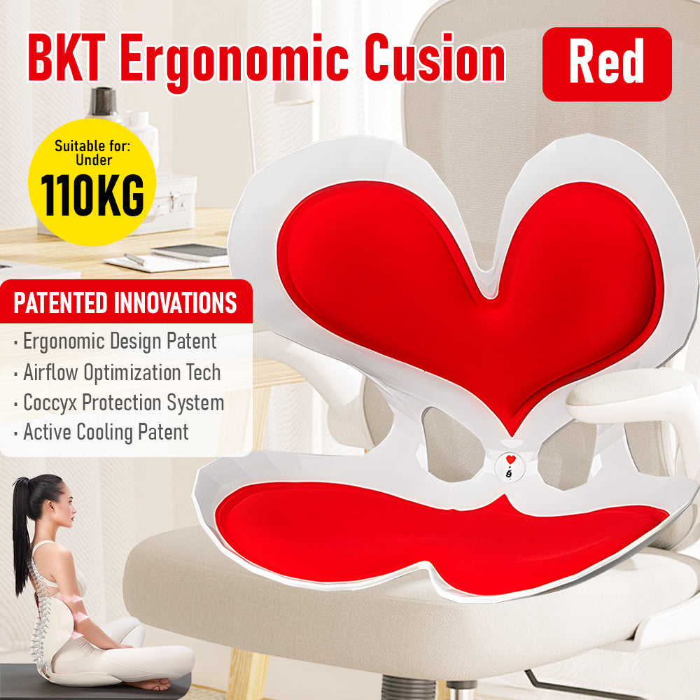 BKT Cushion Portable Ergonomic Lower Back Seat Lumbar Support Chair Posture Correction Max Load 110kg for V985-REDBKTCUSHION