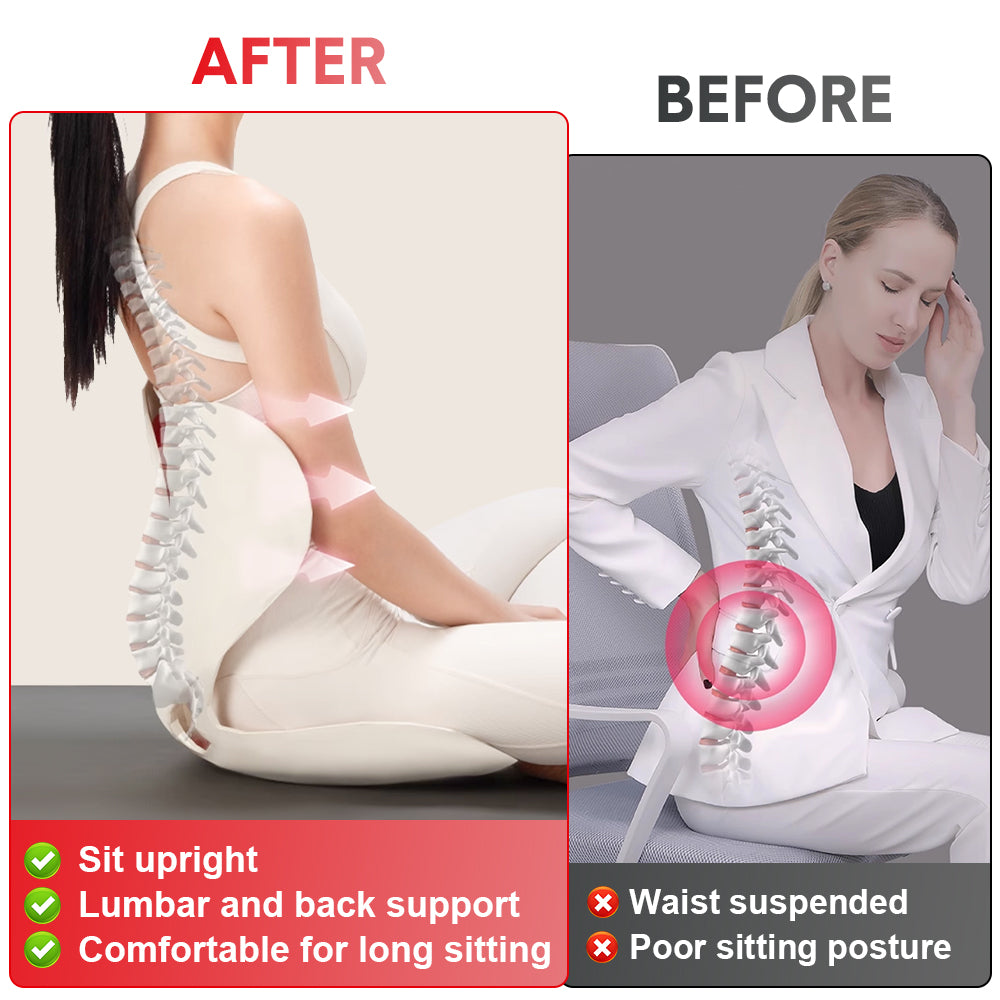 BKT Cushion Portable Ergonomic Lower Back Seat Lumbar Support Chair Posture Correction Max Load 110kg for V985-REDBKTCUSHION