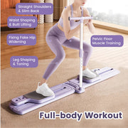 Multifunctional Pilates Reformer Board Foldable Leg Exercise Machine with Height Adjustable T-Handle Low Noise Home Fitness Equipment Strength Building