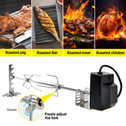 Automatic BBQ Rotisserie Kit Electric Stanless Steel Roast Spit Set Adjustable with Motor AU Plug for V985-ROASTSPITSET