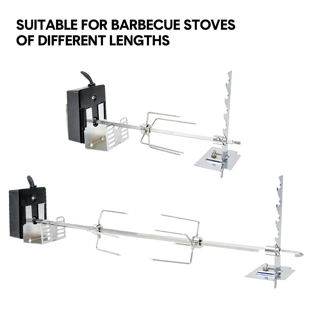 Automatic BBQ Rotisserie Kit Electric Stanless Steel Roast Spit Set Adjustable with Motor AU Plug for V985-ROASTSPITSET