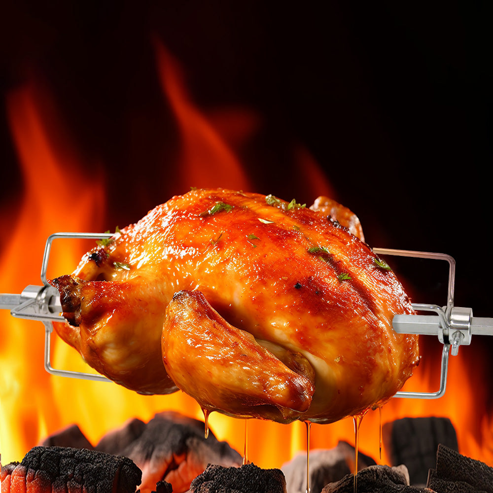 Automatic BBQ Rotisserie Kit Electric Stanless Steel Roast Spit Set Adjustable with Motor AU Plug for V985-ROASTSPITSET
