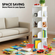 4 Tier Rotating Bookshelf PVC Freestanding Corner Rack Bookcase Multifunctional Spinning 360 Storage Shelf V985-ROTATINGBOOKSHELF