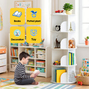 4 Tier Rotating Bookshelf PVC Freestanding Corner Rack Bookcase Multifunctional Spinning 360 Storage Shelf V985-ROTATINGBOOKSHELF