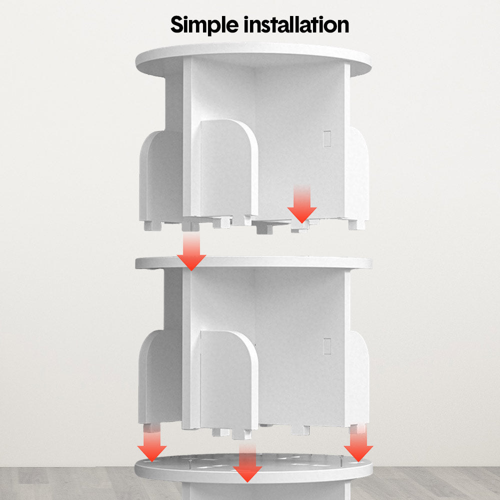 4 Tier Rotating Bookshelf PVC Freestanding Corner Rack Bookcase Multifunctional Spinning 360 Storage Shelf V985-ROTATINGBOOKSHELF