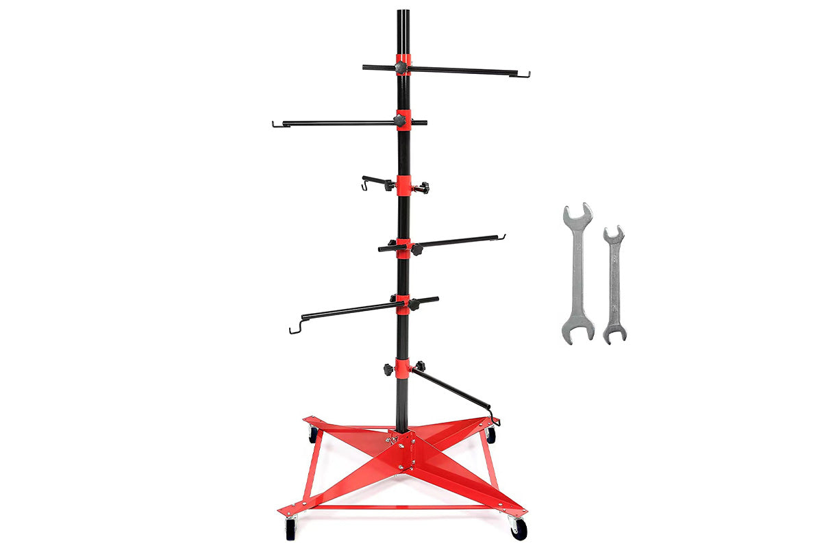 Universal Auto Paint Stand Panel Tree Paint Rotating Stand Center Post Hang Paint Spray with 4 Wheels and 6 V985-ROTATINGPAINTSTAND