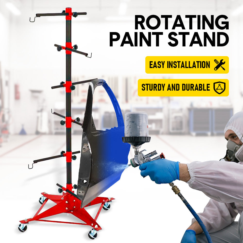 Universal Auto Paint Stand Panel Tree Paint Rotating Stand Center Post Hang Paint Spray with 4 Wheels and 6 V985-ROTATINGPAINTSTAND