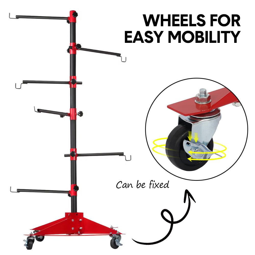 Universal Auto Paint Stand Panel Tree Paint Rotating Stand Center Post Hang Paint Spray with 4 Wheels and 6 V985-ROTATINGPAINTSTAND