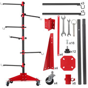 Universal Auto Paint Stand Panel Tree Paint Rotating Stand Center Post Hang Paint Spray with 4 Wheels and 6 V985-ROTATINGPAINTSTAND