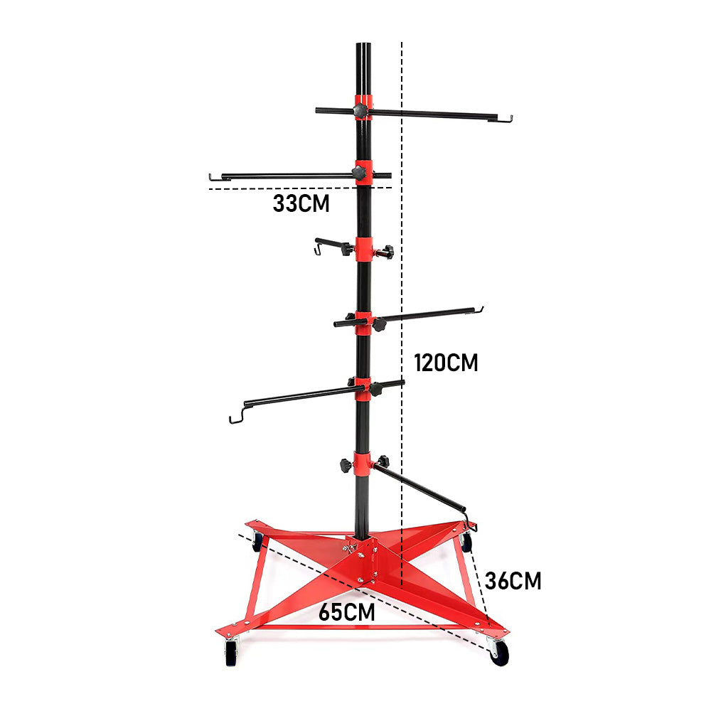 Universal Auto Paint Stand Panel Tree Paint Rotating Stand Center Post Hang Paint Spray with 4 Wheels and 6 V985-ROTATINGPAINTSTAND
