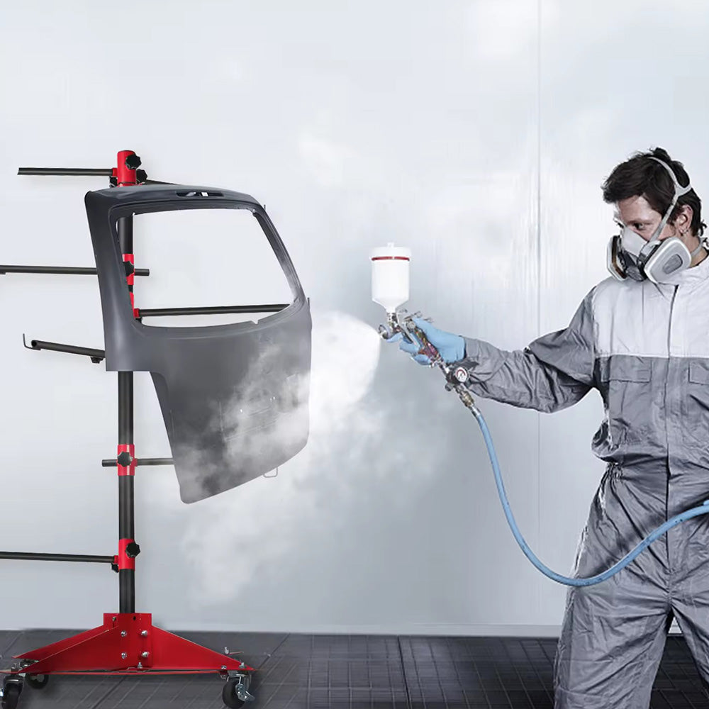Universal Auto Paint Stand Panel Tree Paint Rotating Stand Center Post Hang Paint Spray with 4 Wheels and 6 V985-ROTATINGPAINTSTAND