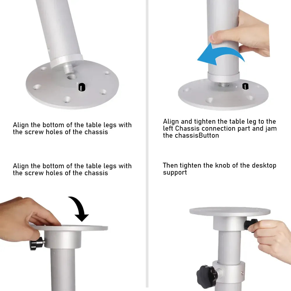 Table Pedestal Telescopic Furniture Leg 46-70cm Height Adjustable Easy Installation Detachable Aluminum Alloy Support for RV Boat Caravan Motorhome